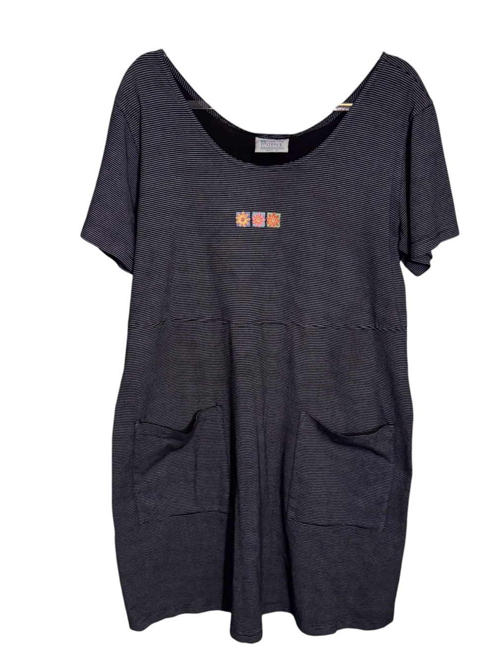 Fresh Produce Vintage Y2K XL Striped Midi Dress Cottagecore Flowers Cotton